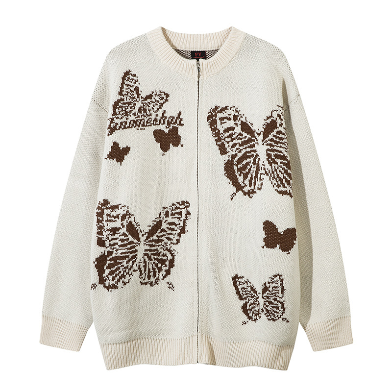 Colorful butterfly jacquard jacket