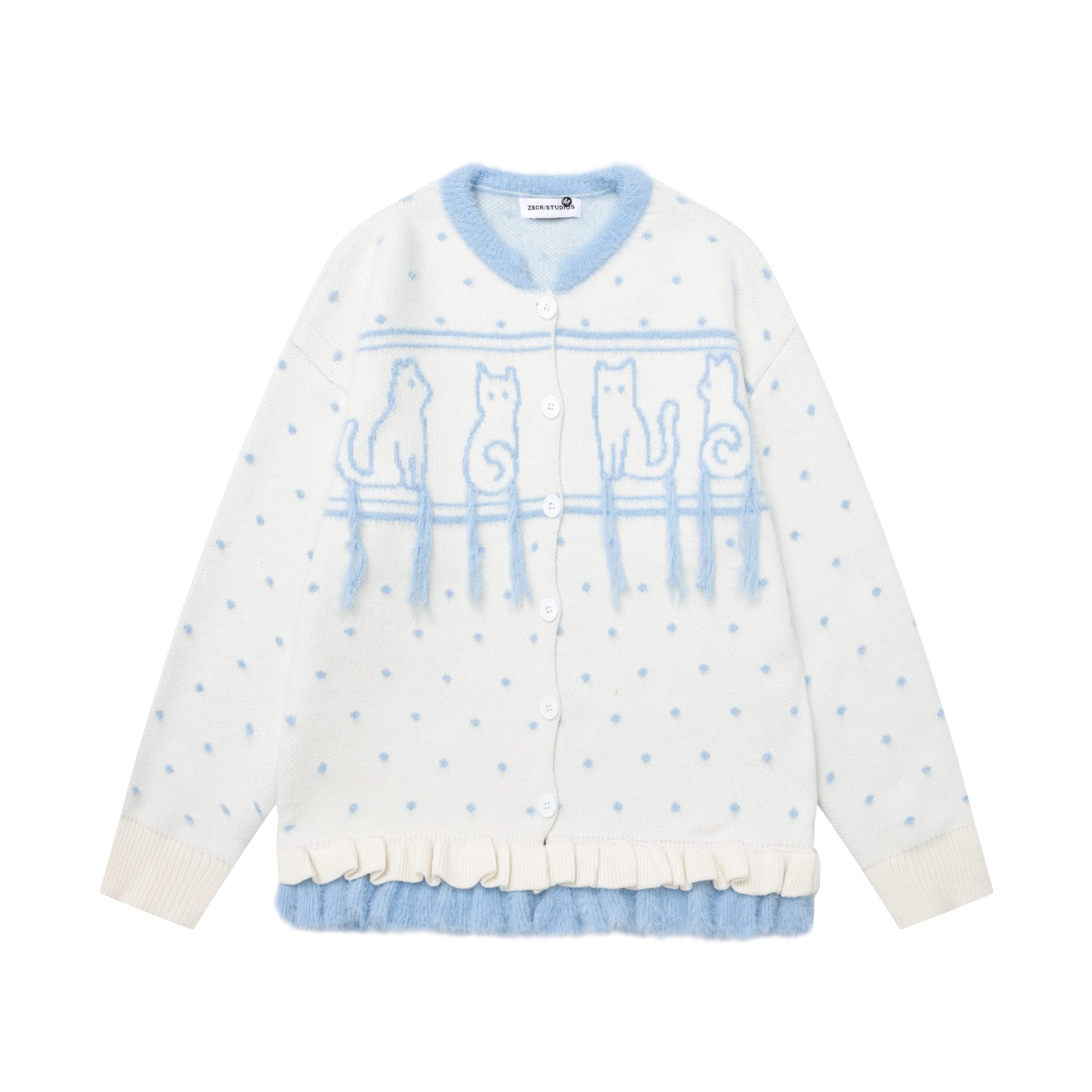 Polka dot cat tassel sweater