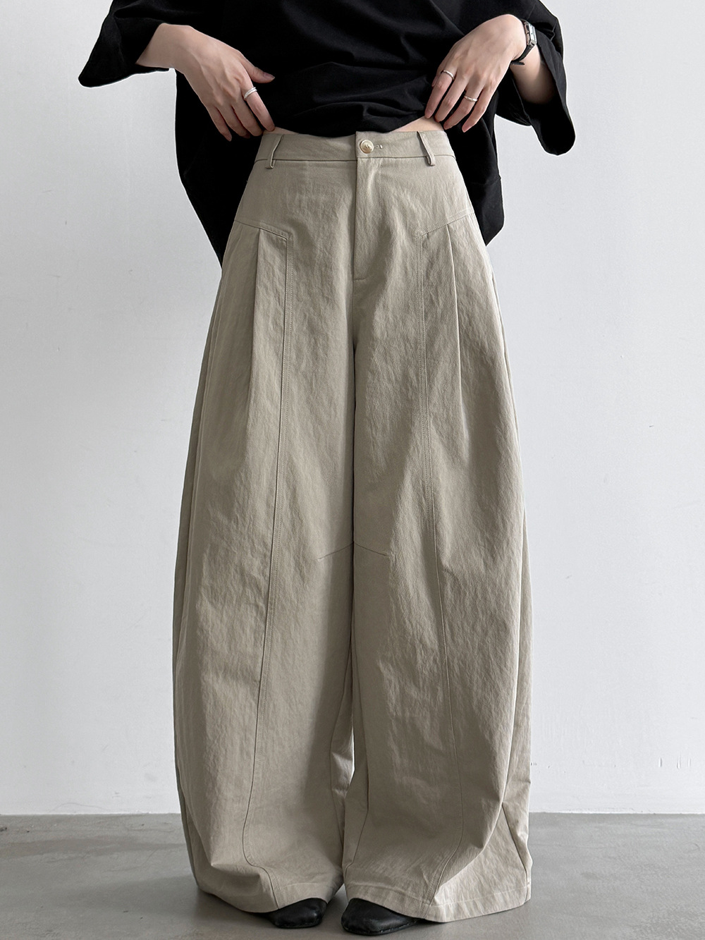 Pleat-Front Wide-Leg Trousers