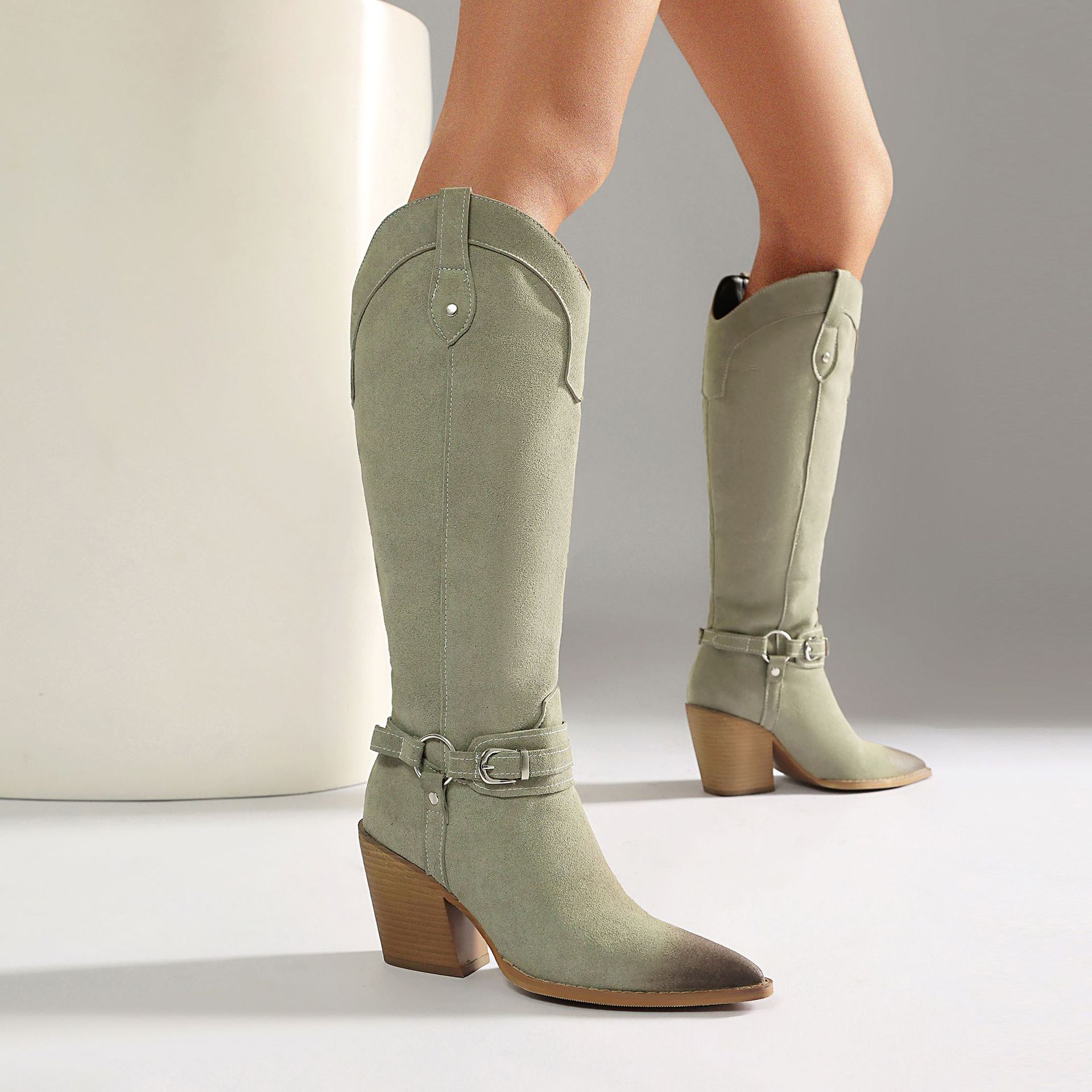 High heels, thick heels, women's boots, high boots, western Made to order, ships in 7 days