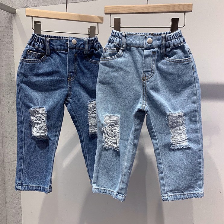 Children's casual ripped denim pants