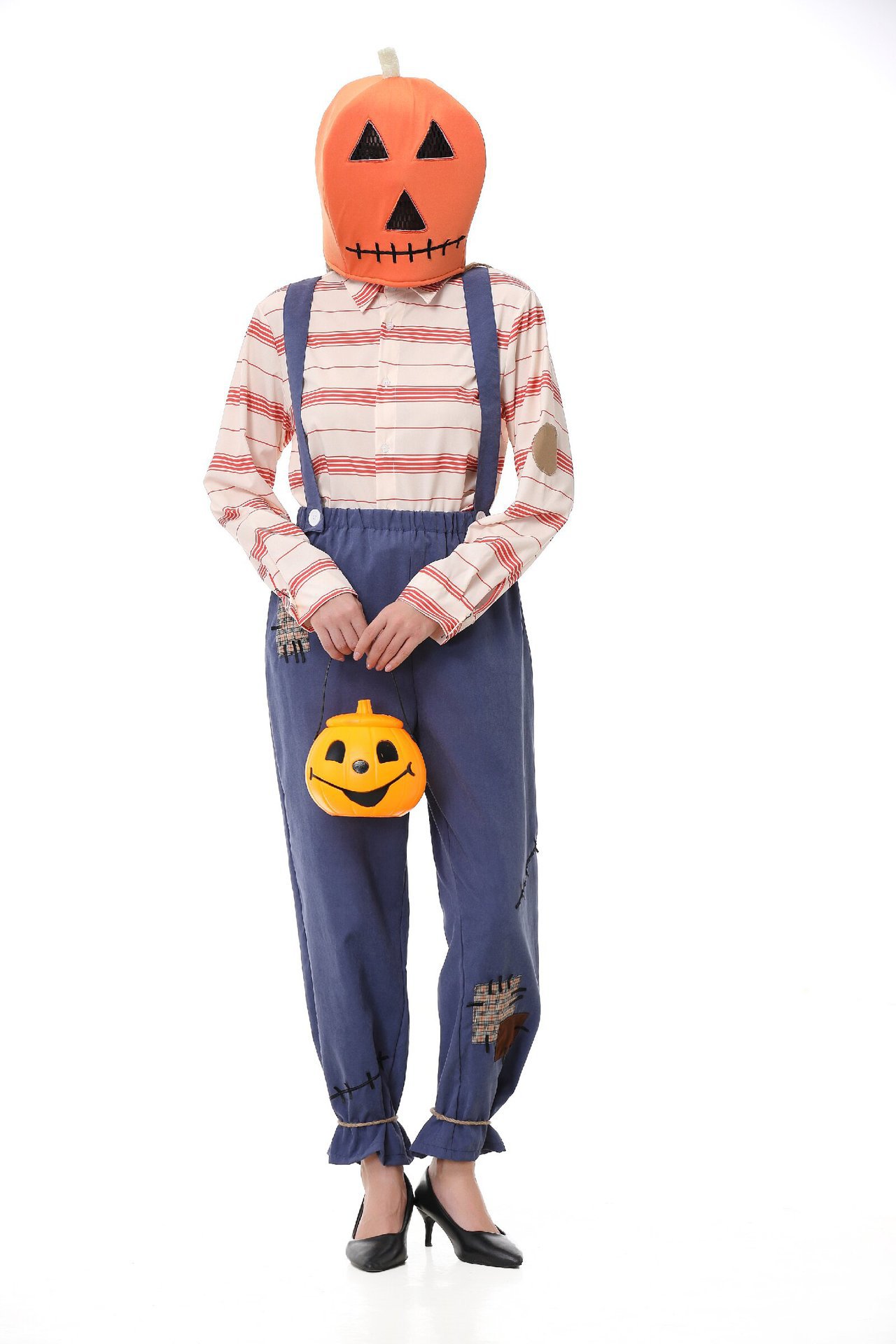 Pumpkin Zombie Scarecrow Overalls Costume for Kids and Adults detail image 8