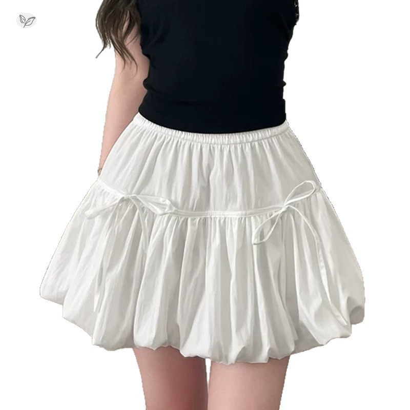 Flower Bubble Skirt for Girls White Half Skirt Children's Elegant Short