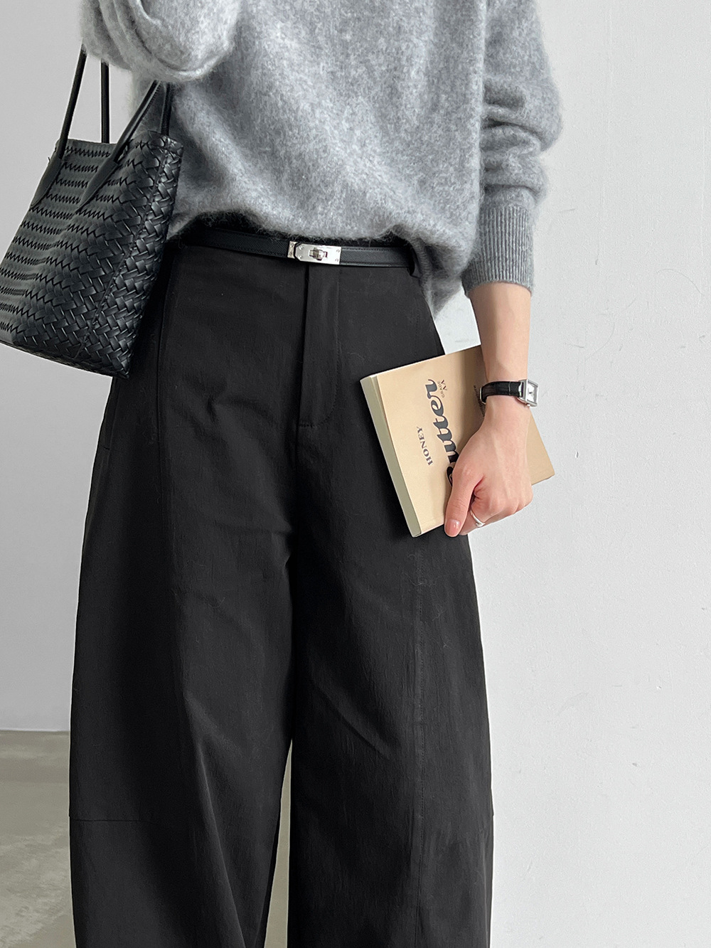 Curved-Seam Wide-Leg Trousers