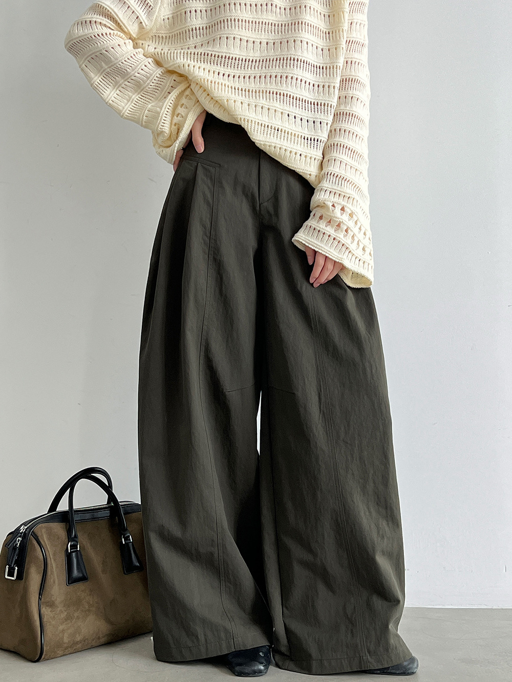 Pleat-Front Wide-Leg Trousers