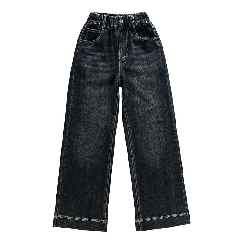 Casual Flowered Slim Straight Leg Jeans for Girls