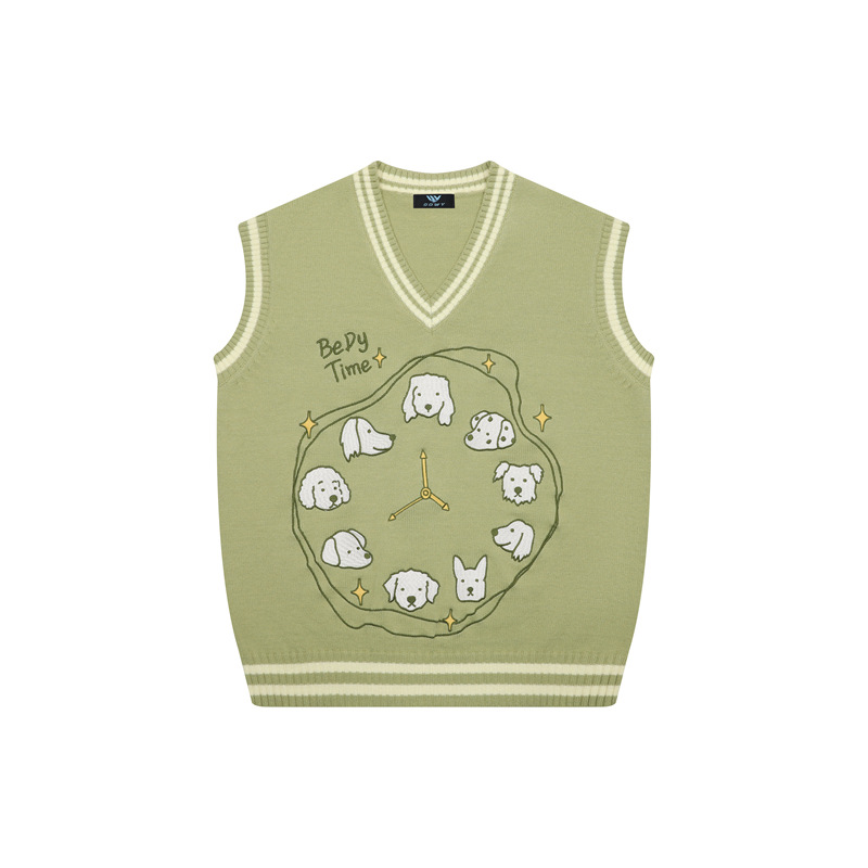 Dog clock design sweater vest