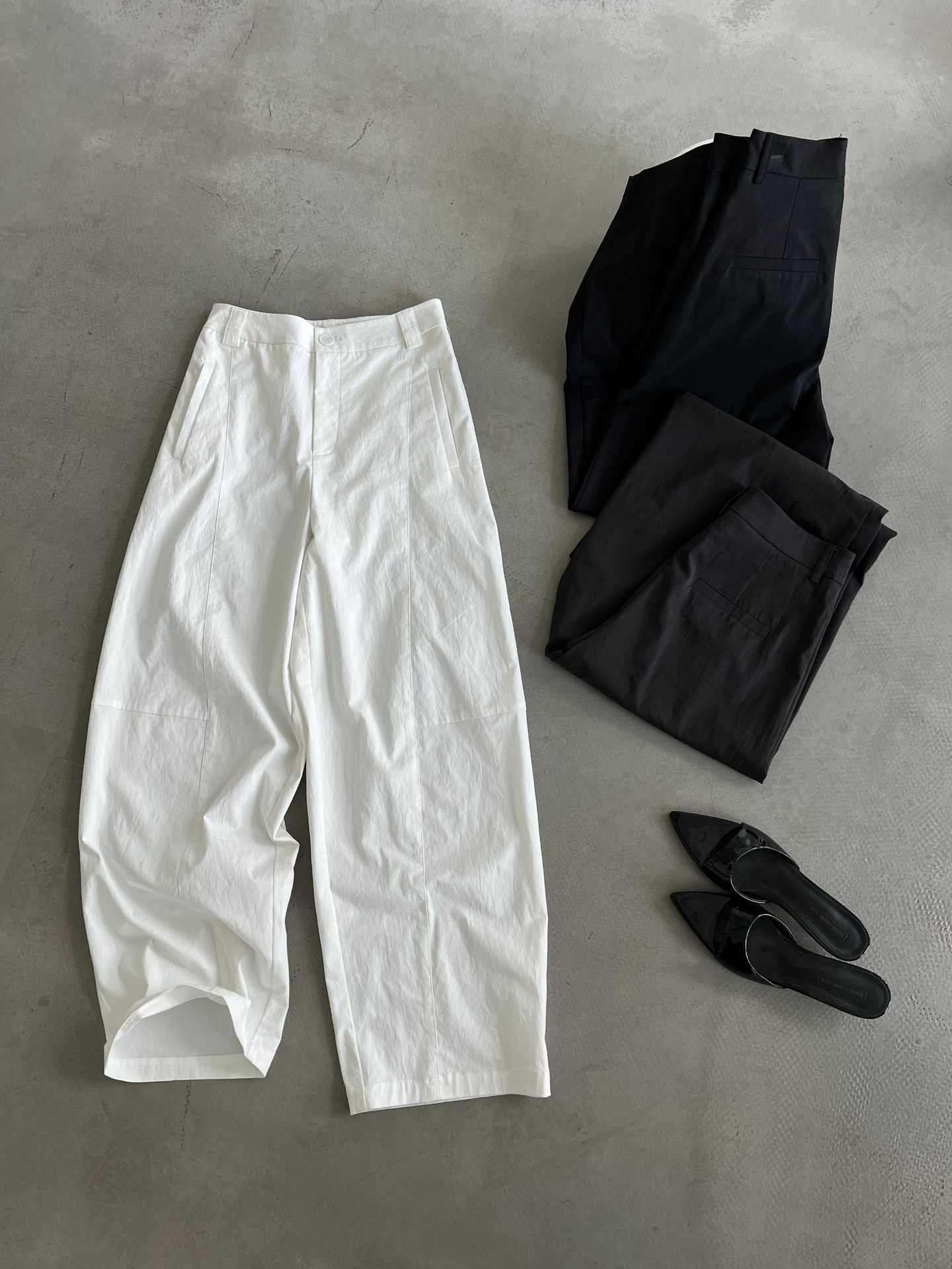 Curved-Seam Wide-Leg Trousers