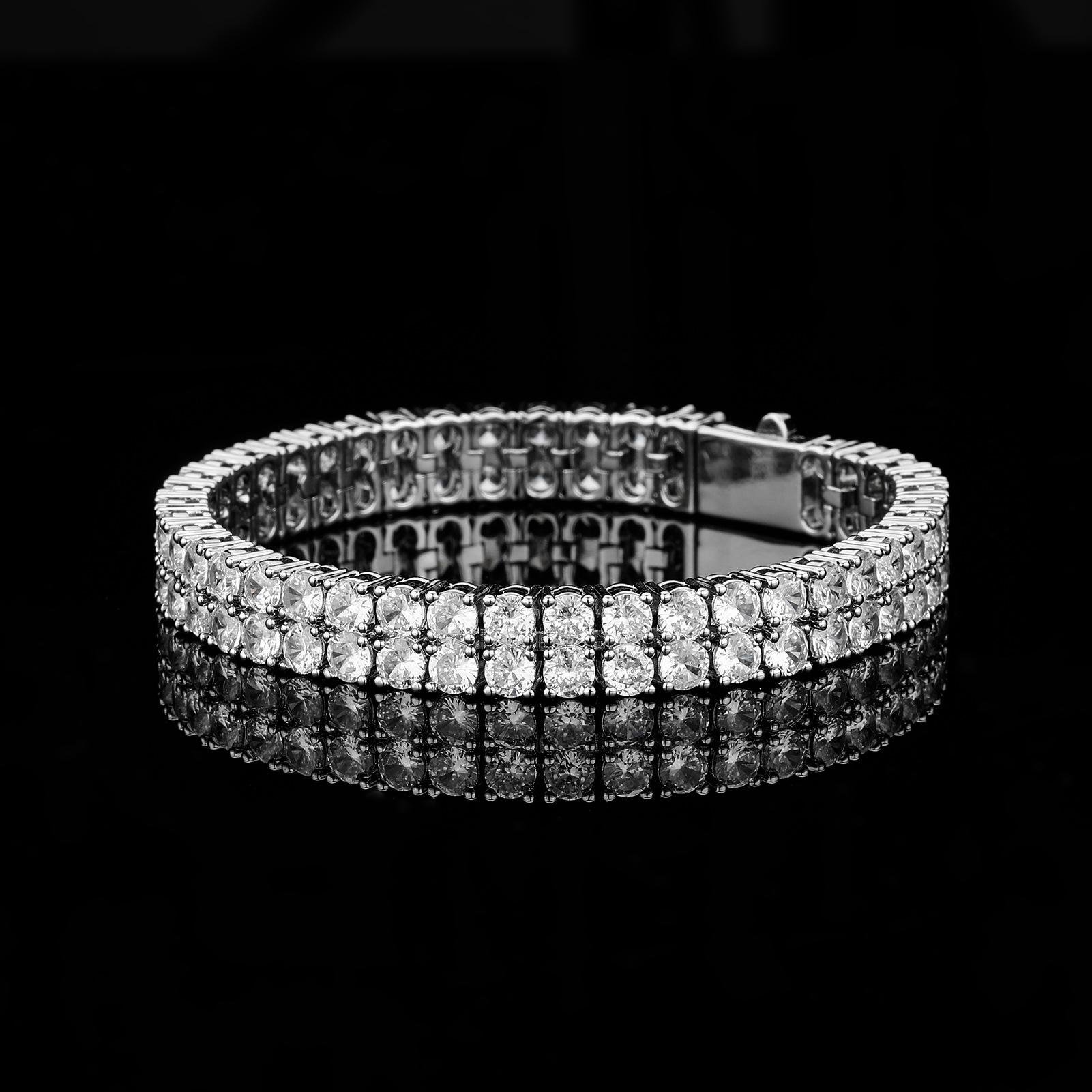 Hip Hop Double-row 10mm Copper Micro-paved Zircon Bracelet, Hip Hop Bracelet, Personality Tennis
