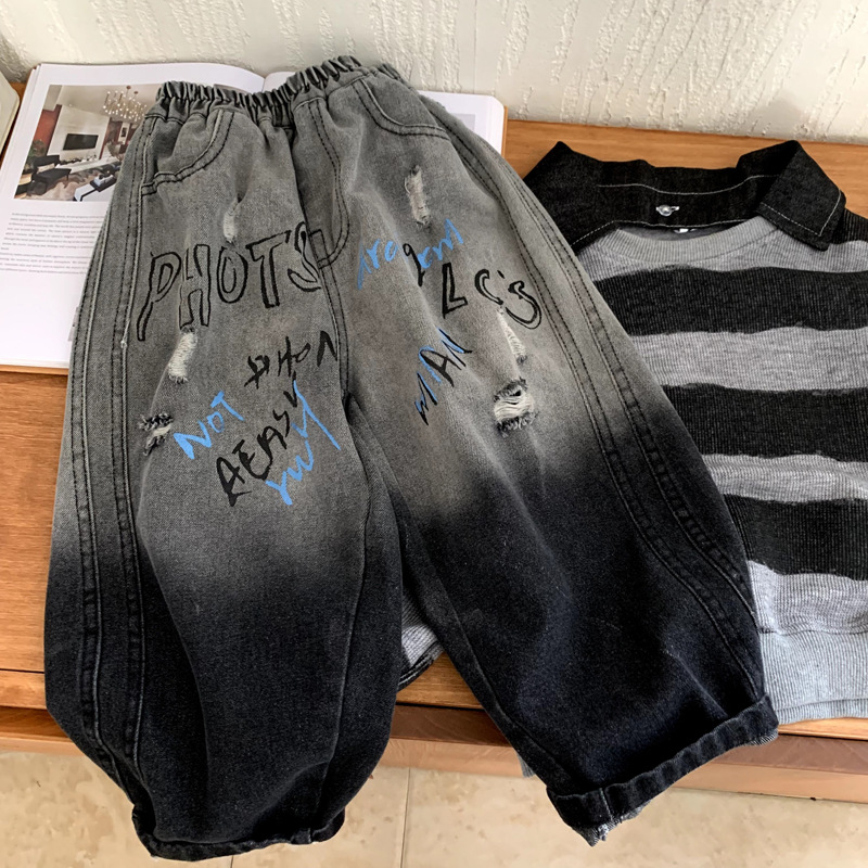Children's Spring and Autumn loose straight leg pants