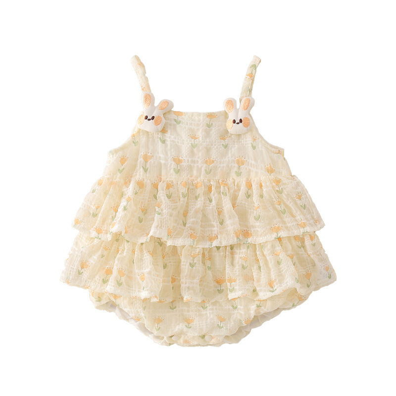 Baby Girls' Princess Dress Onesie, Newborn Infant Sleeveless Romper
