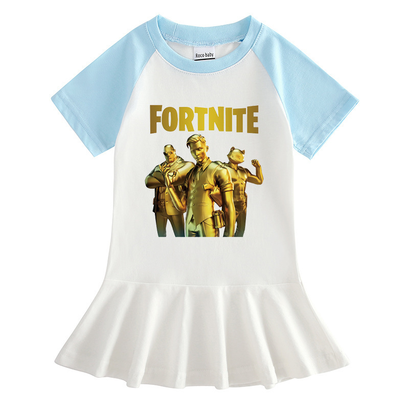Cartoon half sleeved girls' dress