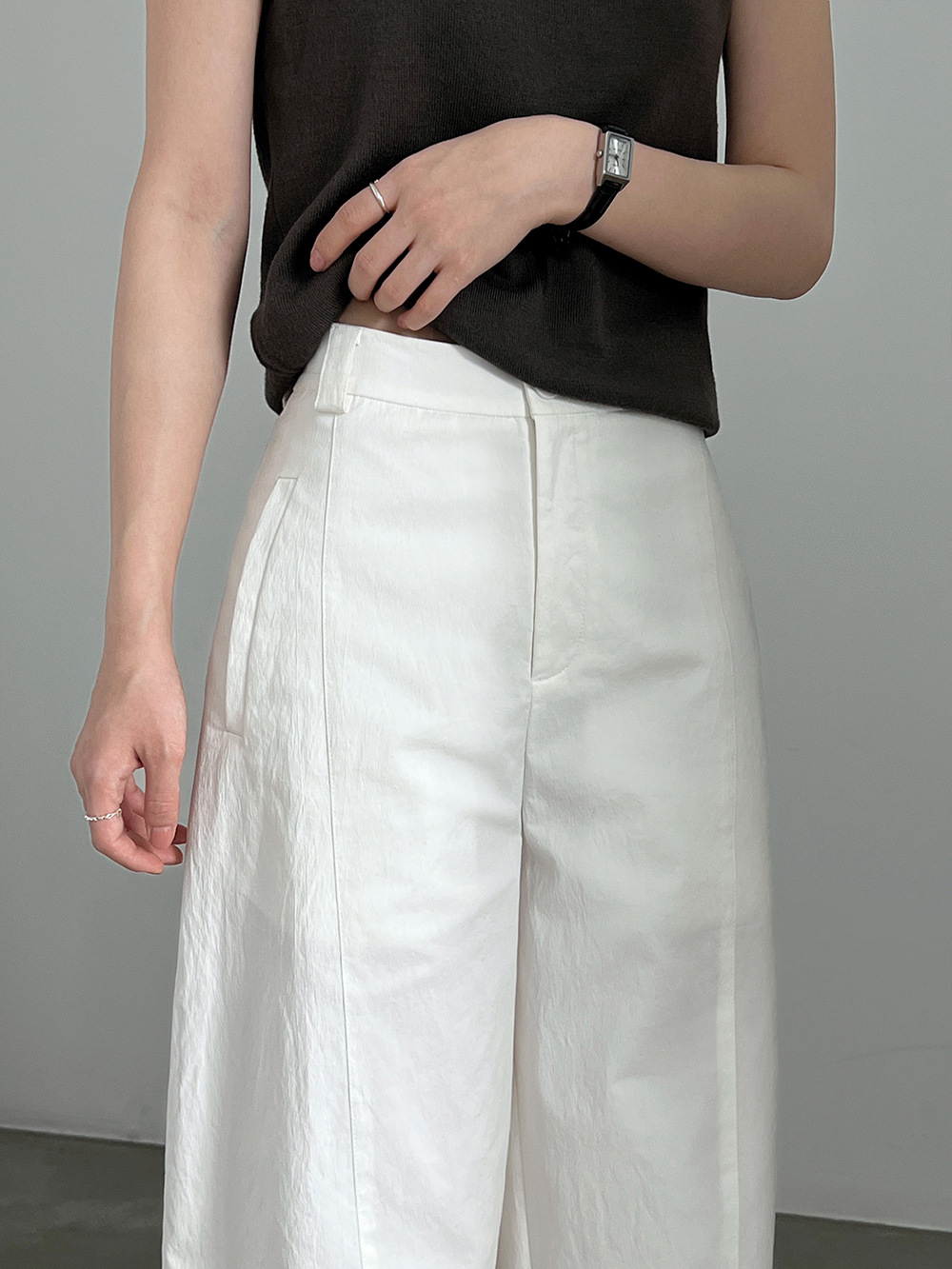 Curved-Seam Wide-Leg Trousers