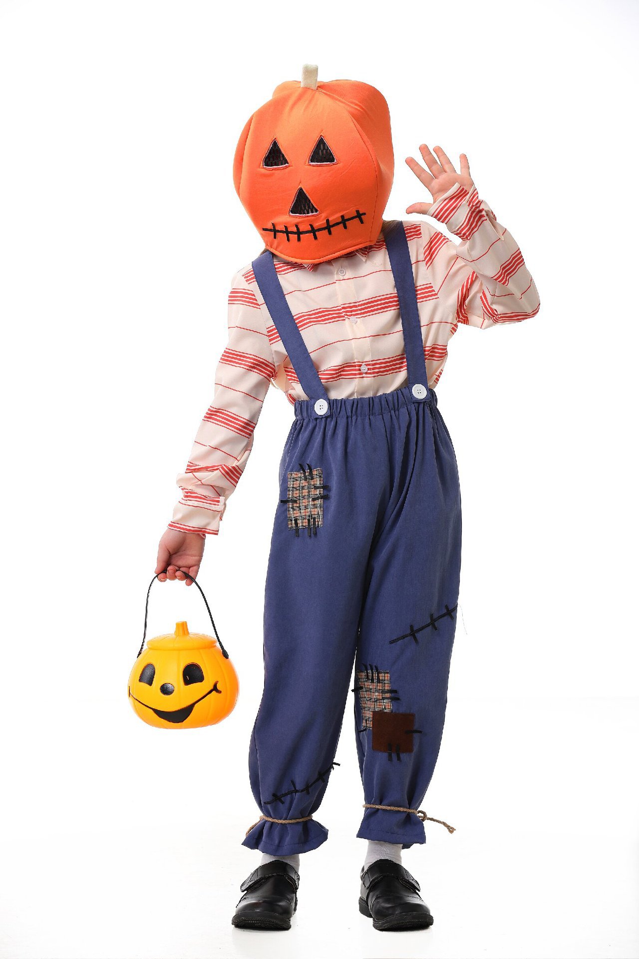 Pumpkin Zombie Scarecrow Overalls Costume for Kids and Adults detail image 25