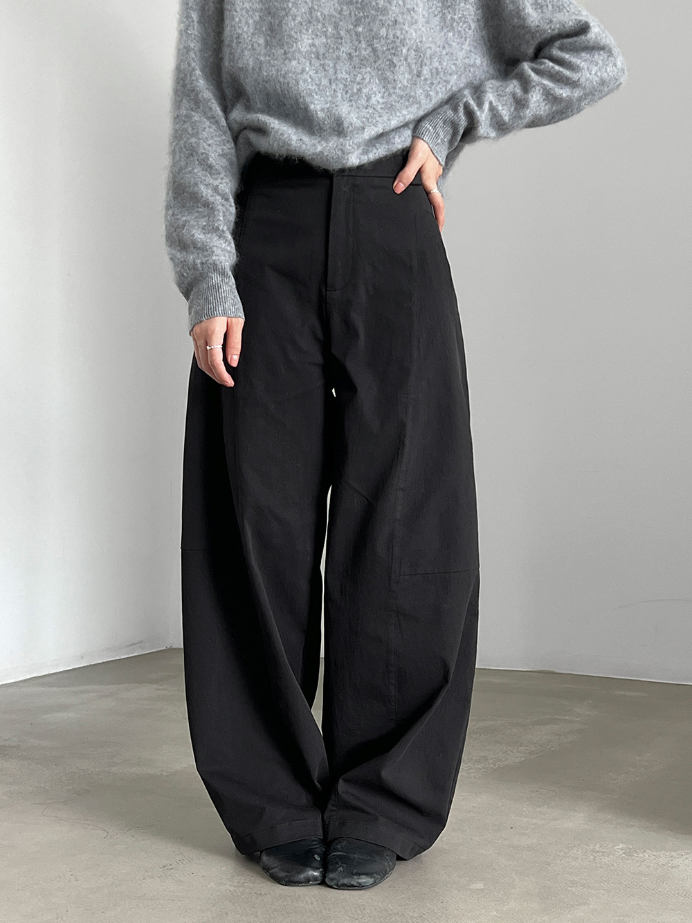 Curved-Seam Wide-Leg Trousers