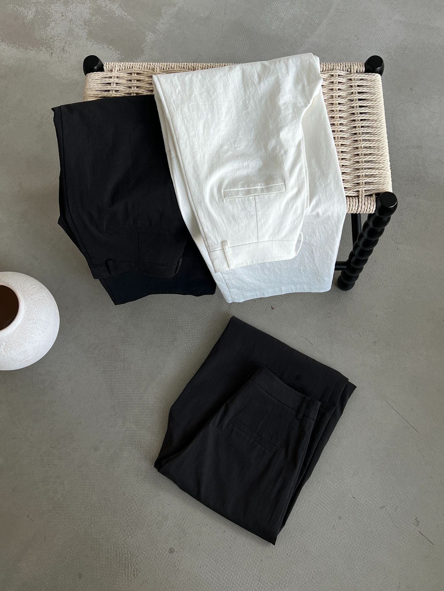 Curved-Seam Wide-Leg Trousers