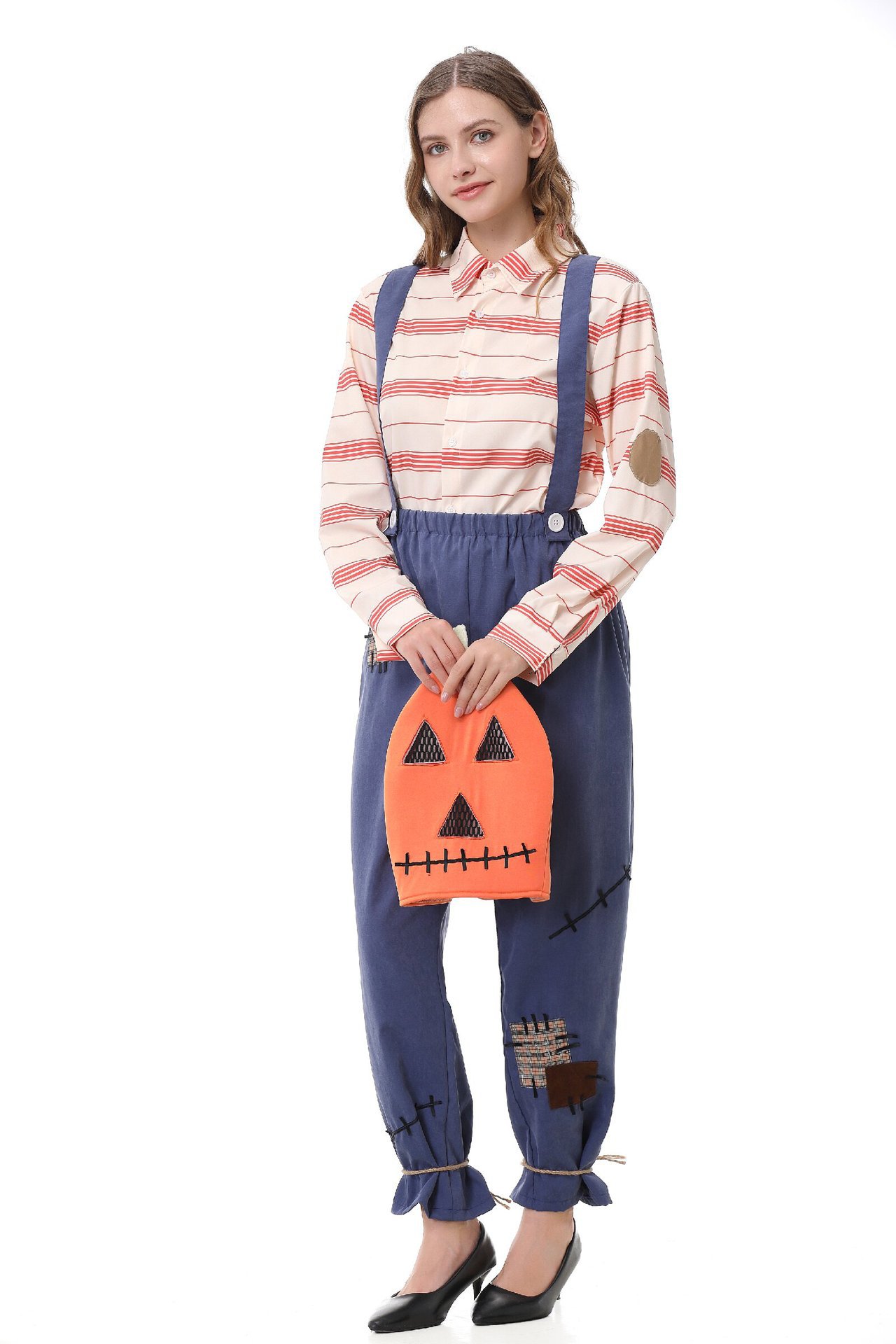 Pumpkin Zombie Scarecrow Overalls Costume for Kids and Adults detail image 9