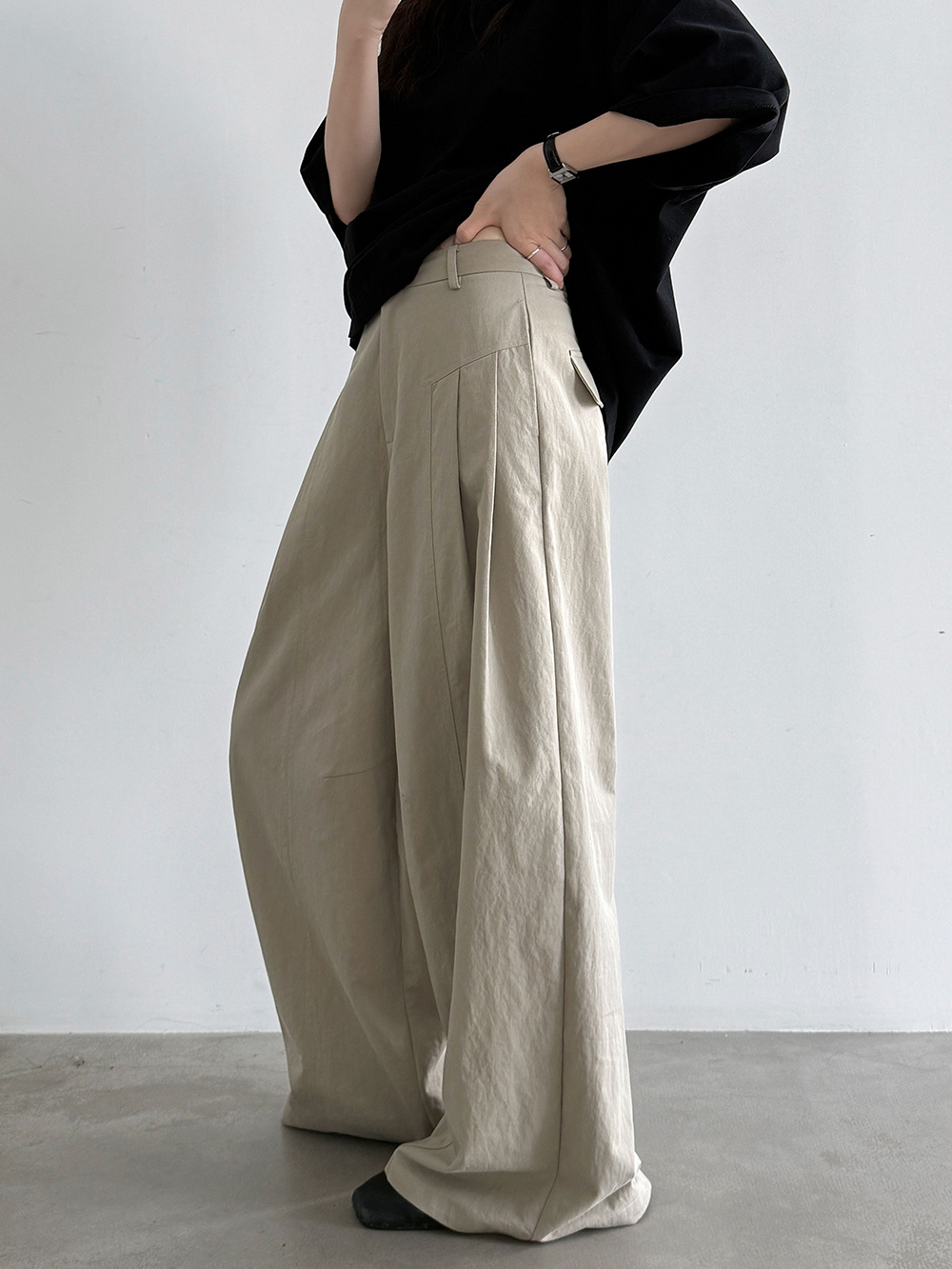 Pleat-Front Wide-Leg Trousers