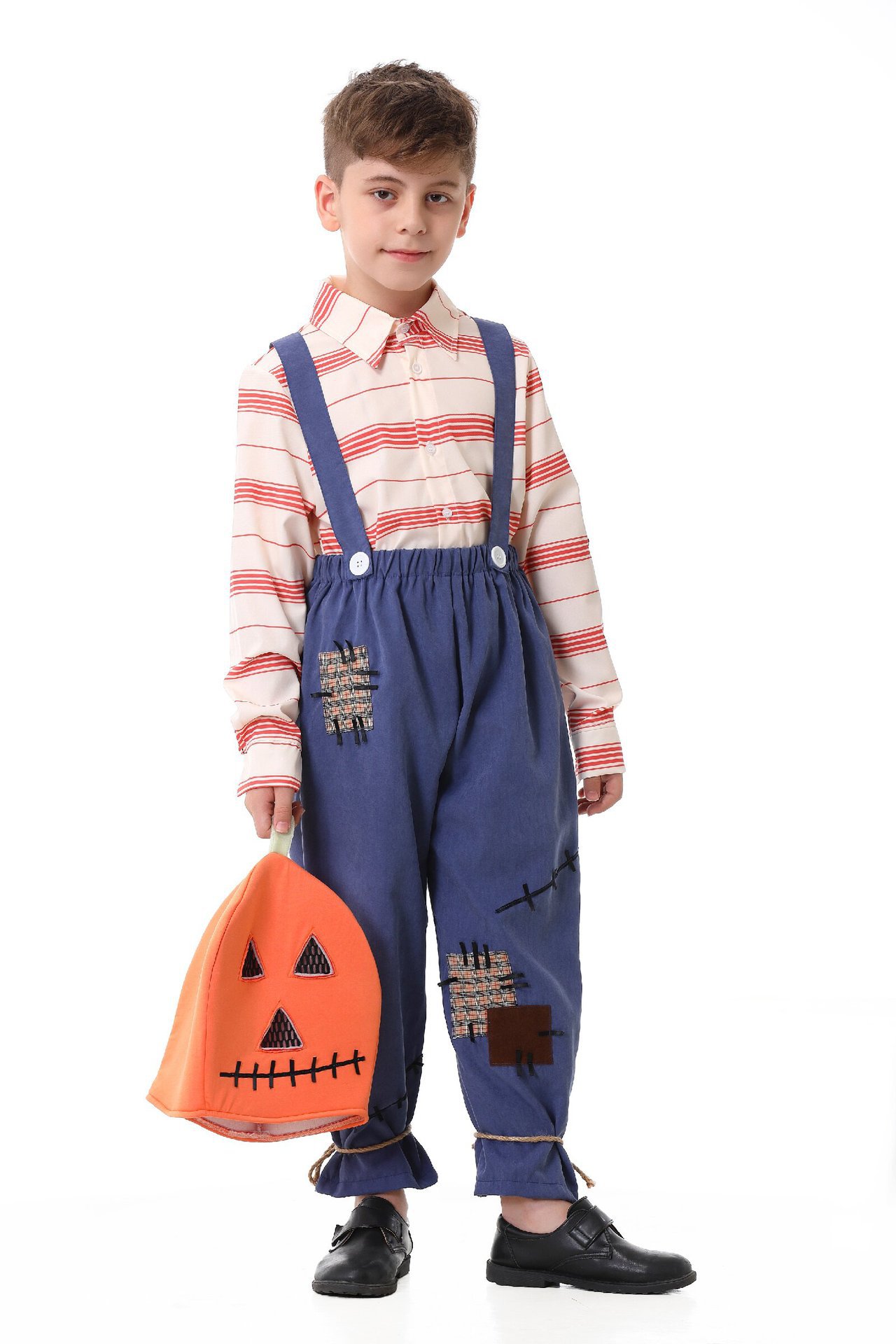 Pumpkin Zombie Scarecrow Overalls Costume for Kids and Adults detail image 17
