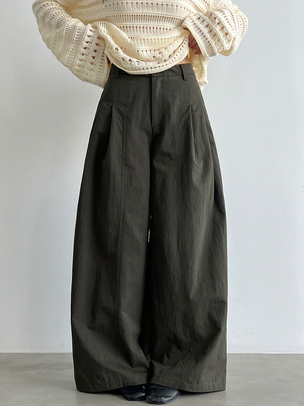 Pleat-Front Wide-Leg Trousers