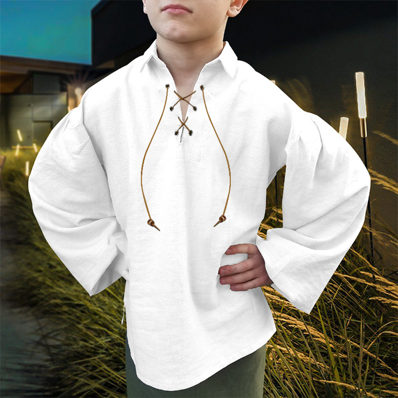 Pirate Viking Renaissance Shirt Costume for Boys detail image 2