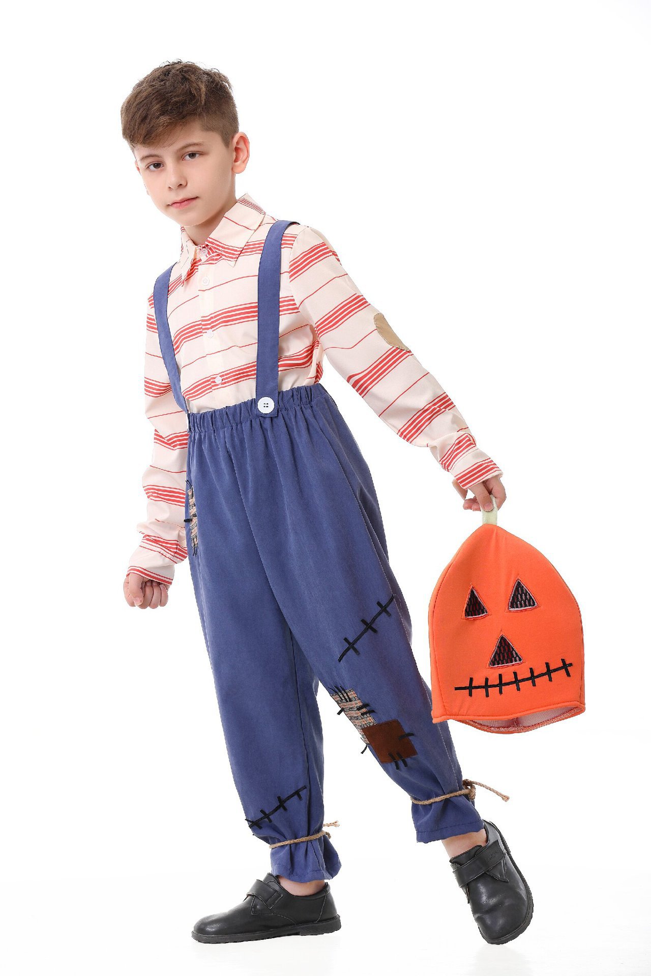 Pumpkin Zombie Scarecrow Overalls Costume for Kids and Adults detail image 19
