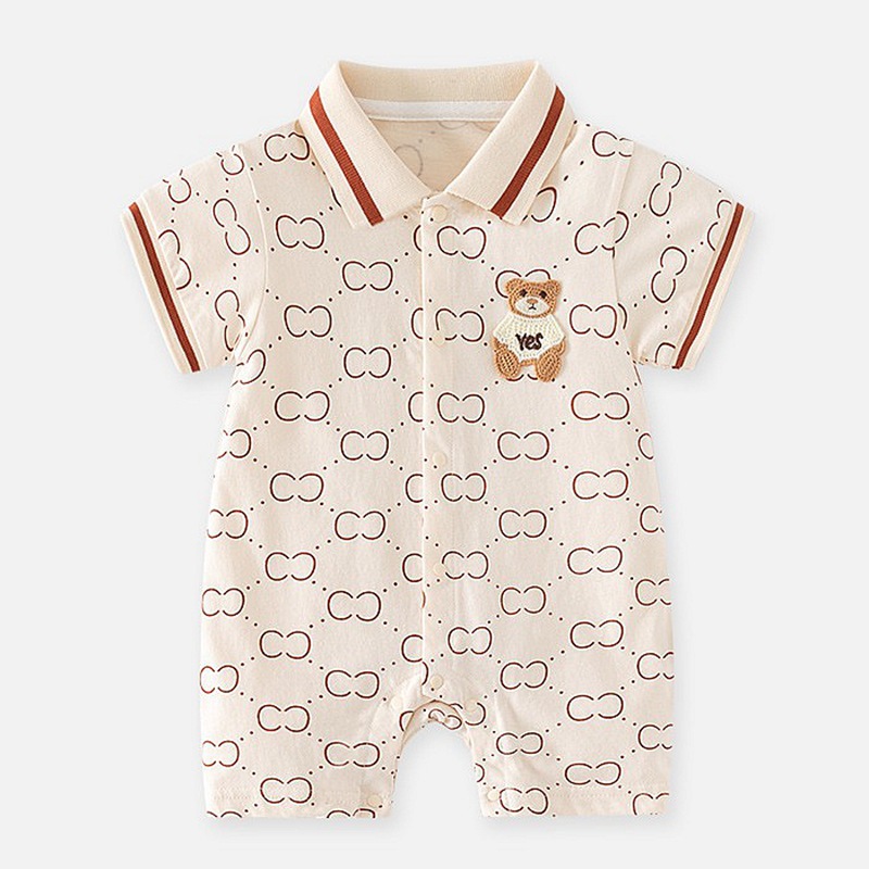 Cute Baby Boy Short Sleeve Romper, Two-Piece Style Onesie for Newborns