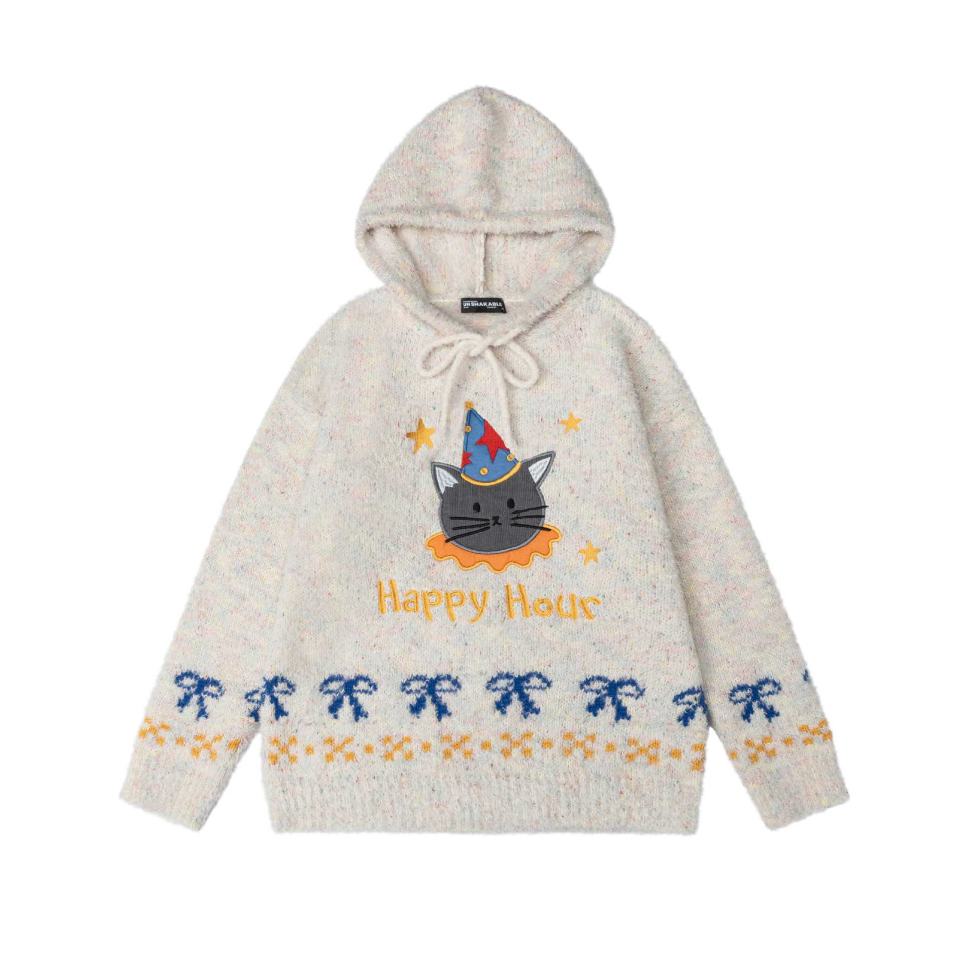 Knot embroidered cat sweater