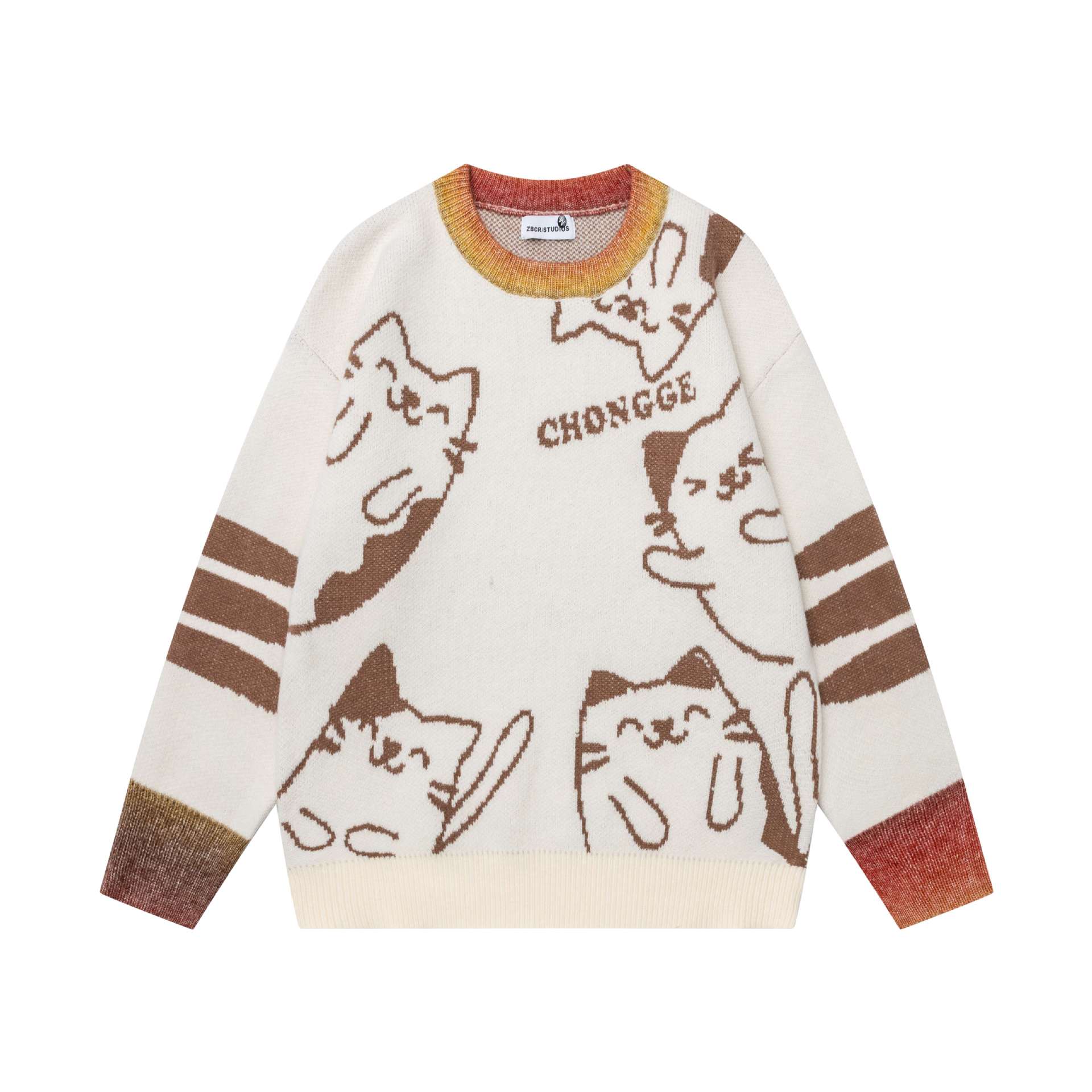 Fun cat printed sweater