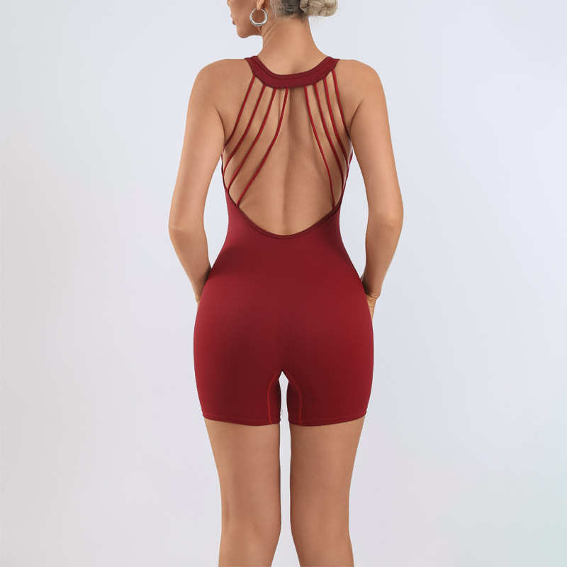 Fitness Compression Full-Body Shorts with Built-in Bra, High-Elasticity Quick-Dry Sports Bodysuit for Running and Yoga, Backless Design 7
