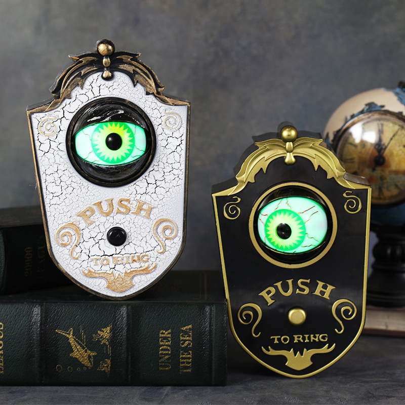 Halloween One-Eye Doorbell Decorative Item, Electric Sound and Light-Up Eyeball Doorbell, Bar and