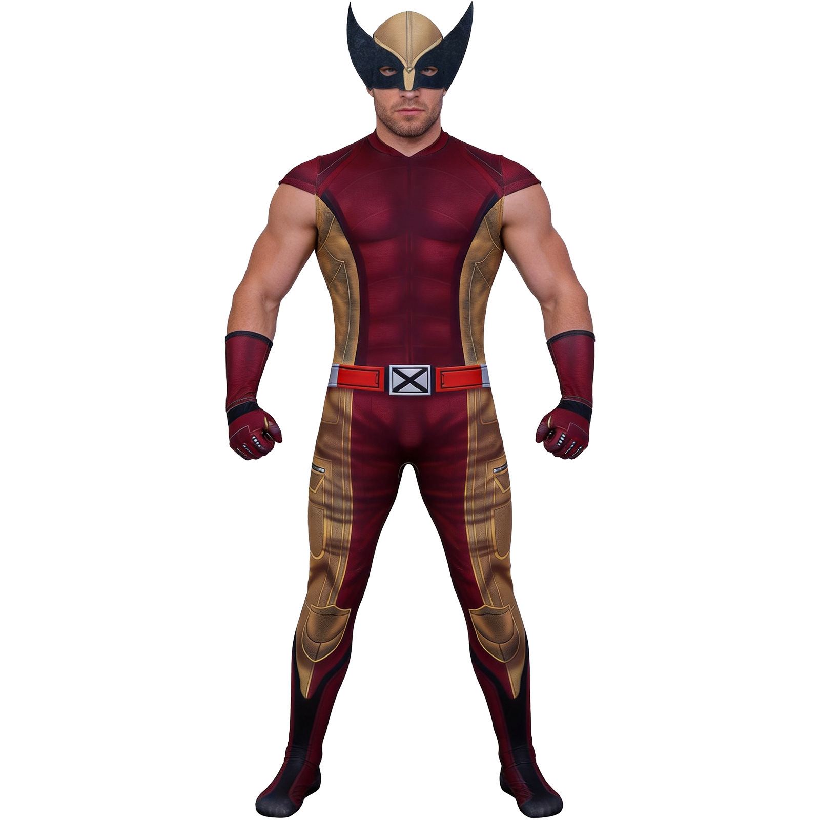 Wolverine Cosplay Costume Marvel Sleeveless Muscular Zentai Bodysuit Halloween Costume