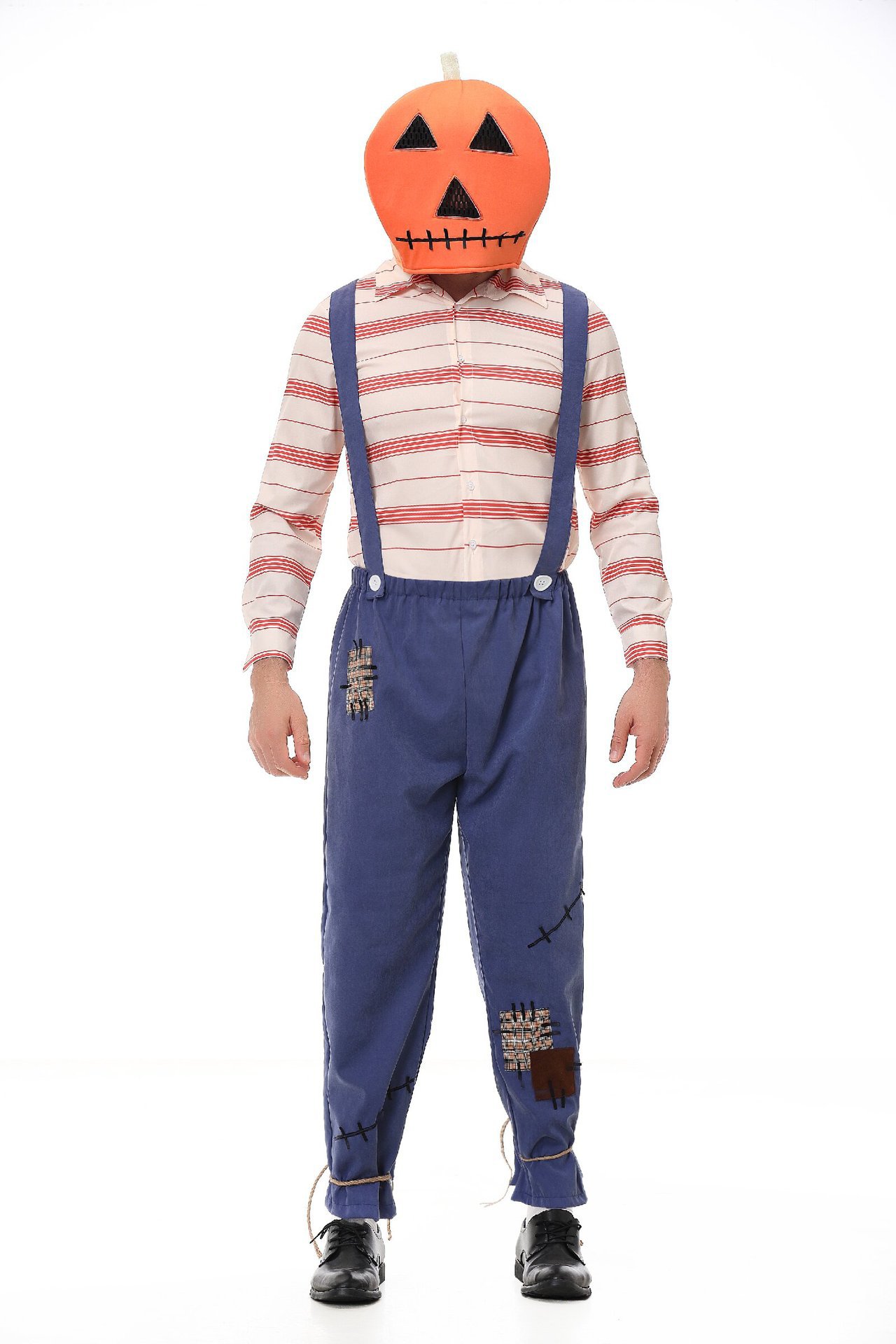 Pumpkin Zombie Scarecrow Overalls Costume for Kids and Adults detail image 4