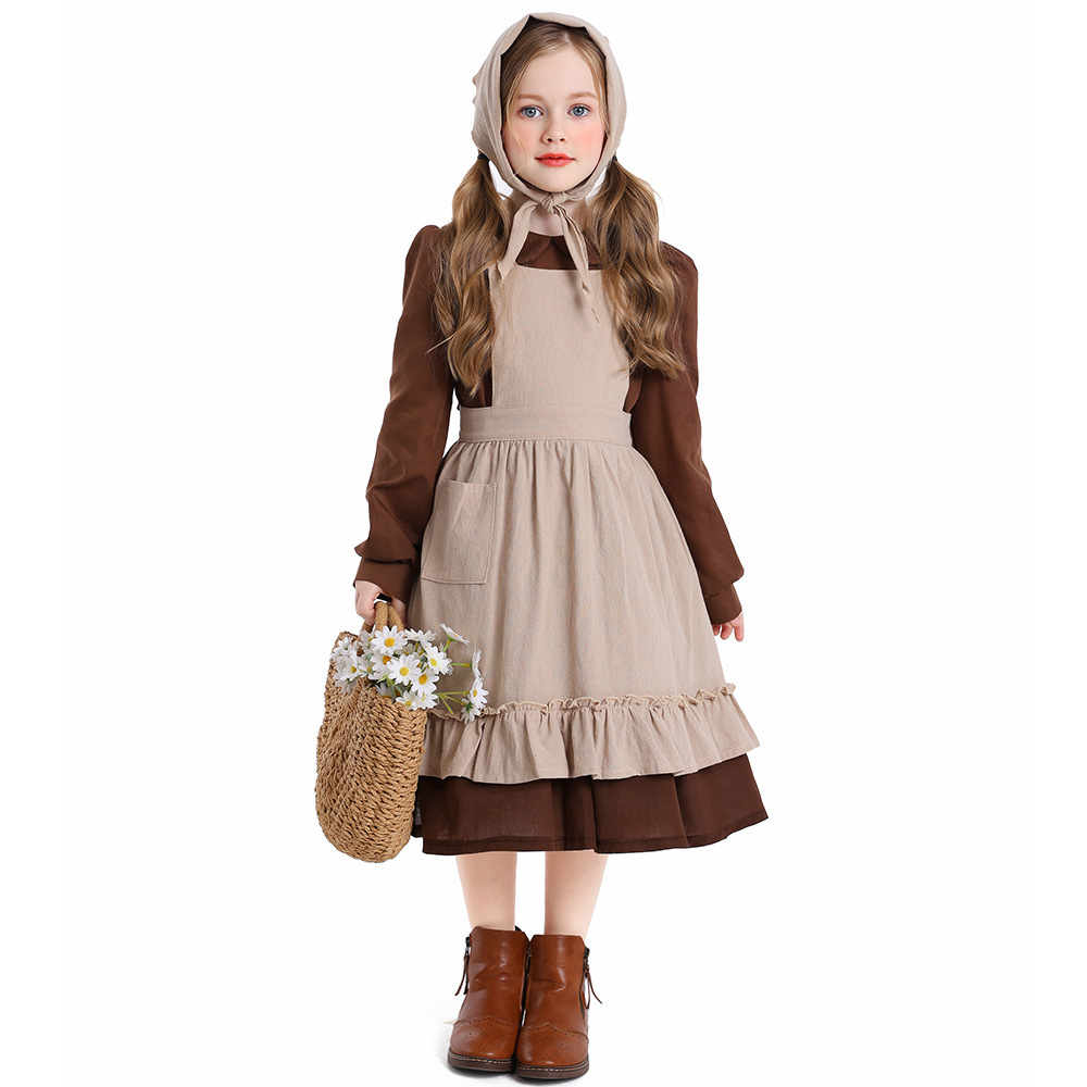Cinderella Maid Costume for Children's Day, Stage Performance, Rustic Farm Maid Outfit for Poor