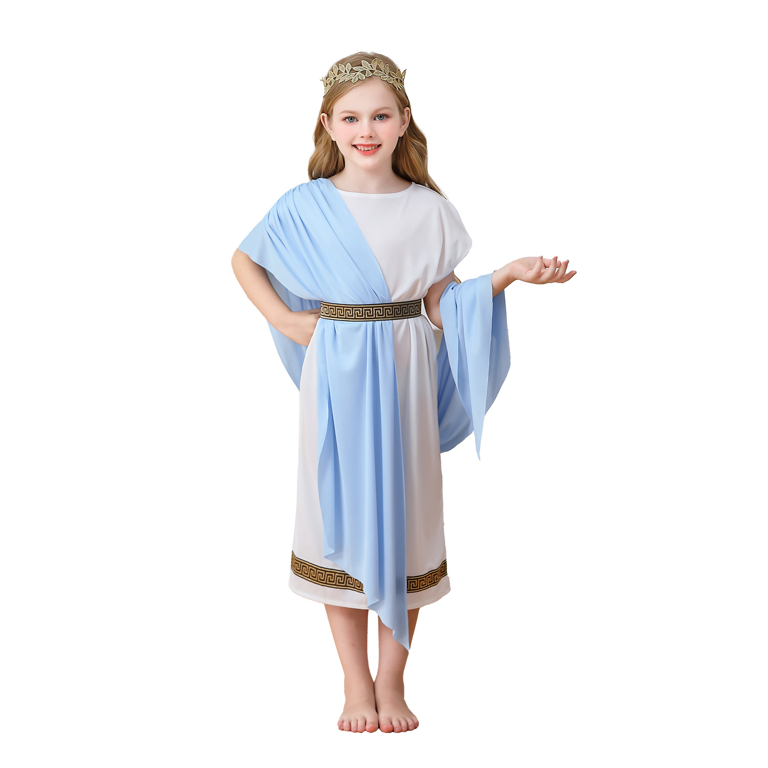 Halloween Kids Costume Greek Mythology Boys Girls Dress White Roman Toga Robe Carnival Performance