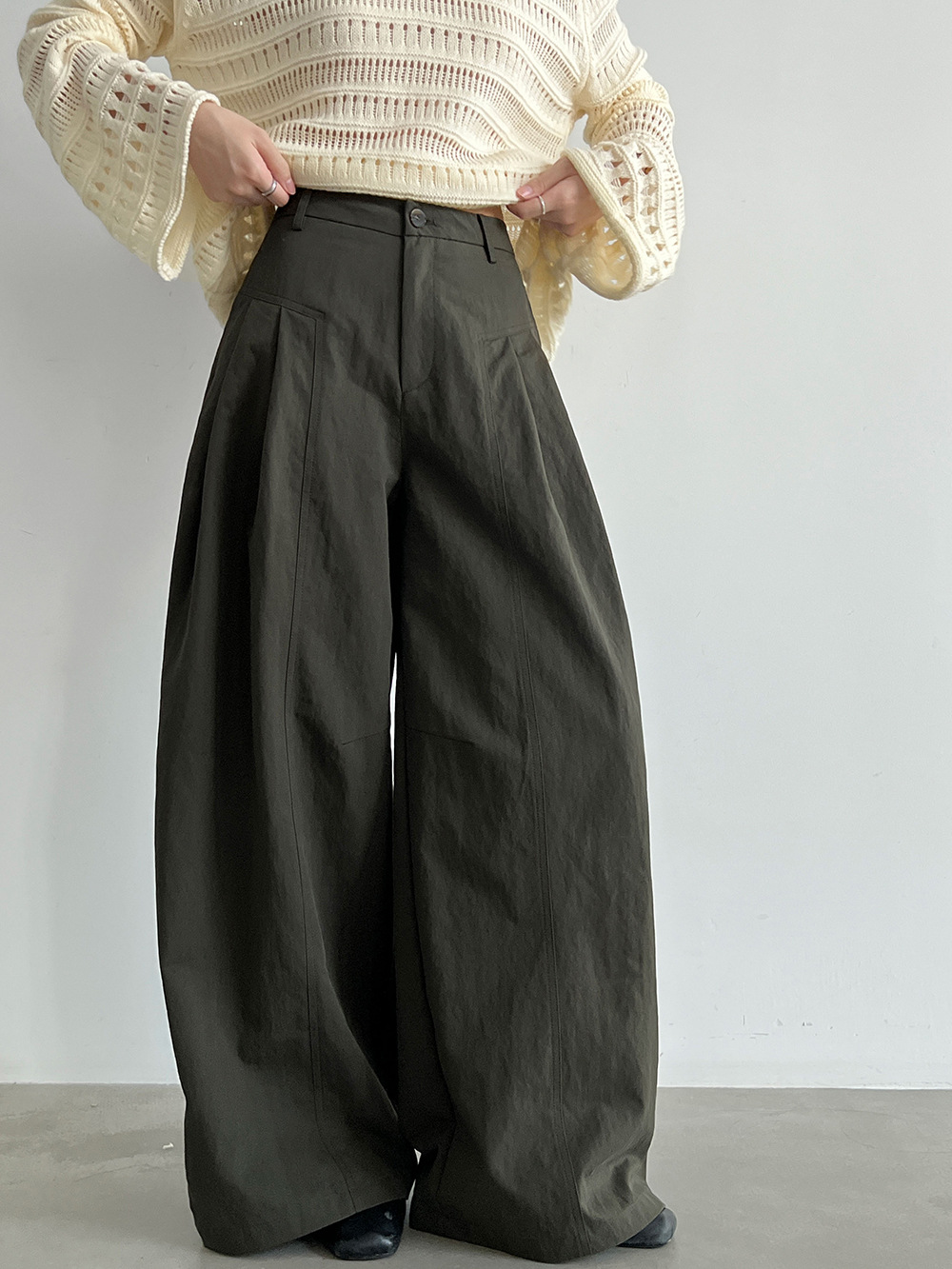 Pleat-Front Wide-Leg Trousers
