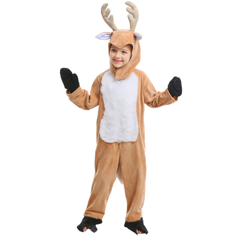 Christmas Unisex Cosplay Animal Costume Deer Reindeer Children's Performance Costume