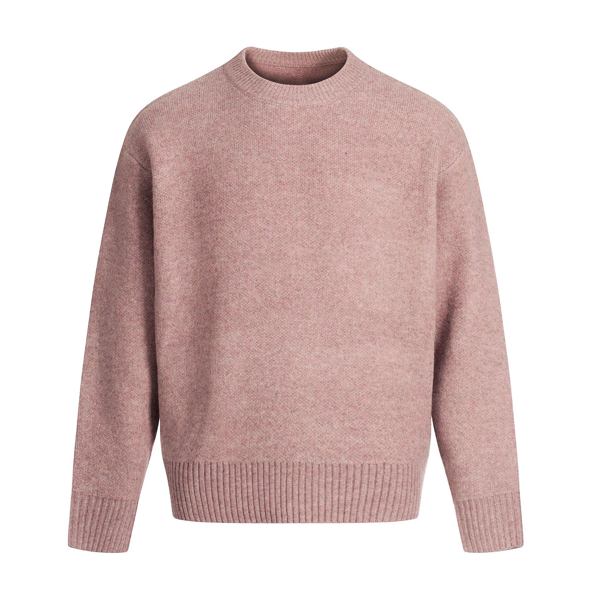Simple Solid Color Round Neck Sweater Men Retro Lazy Versatile Knitwear