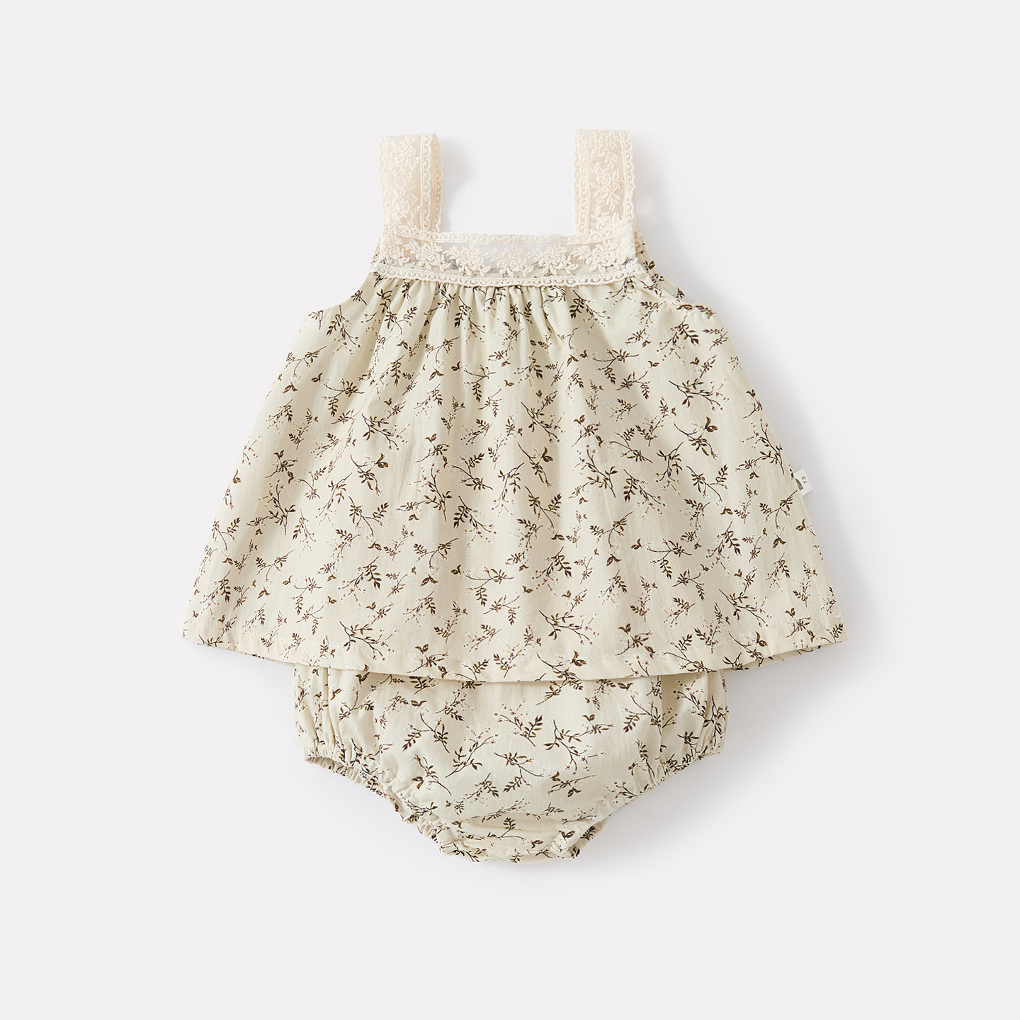 Ruffled Lightweight Sleeveless Outerwear for Baby Girls, Printed Floral Vest and Shorts Set