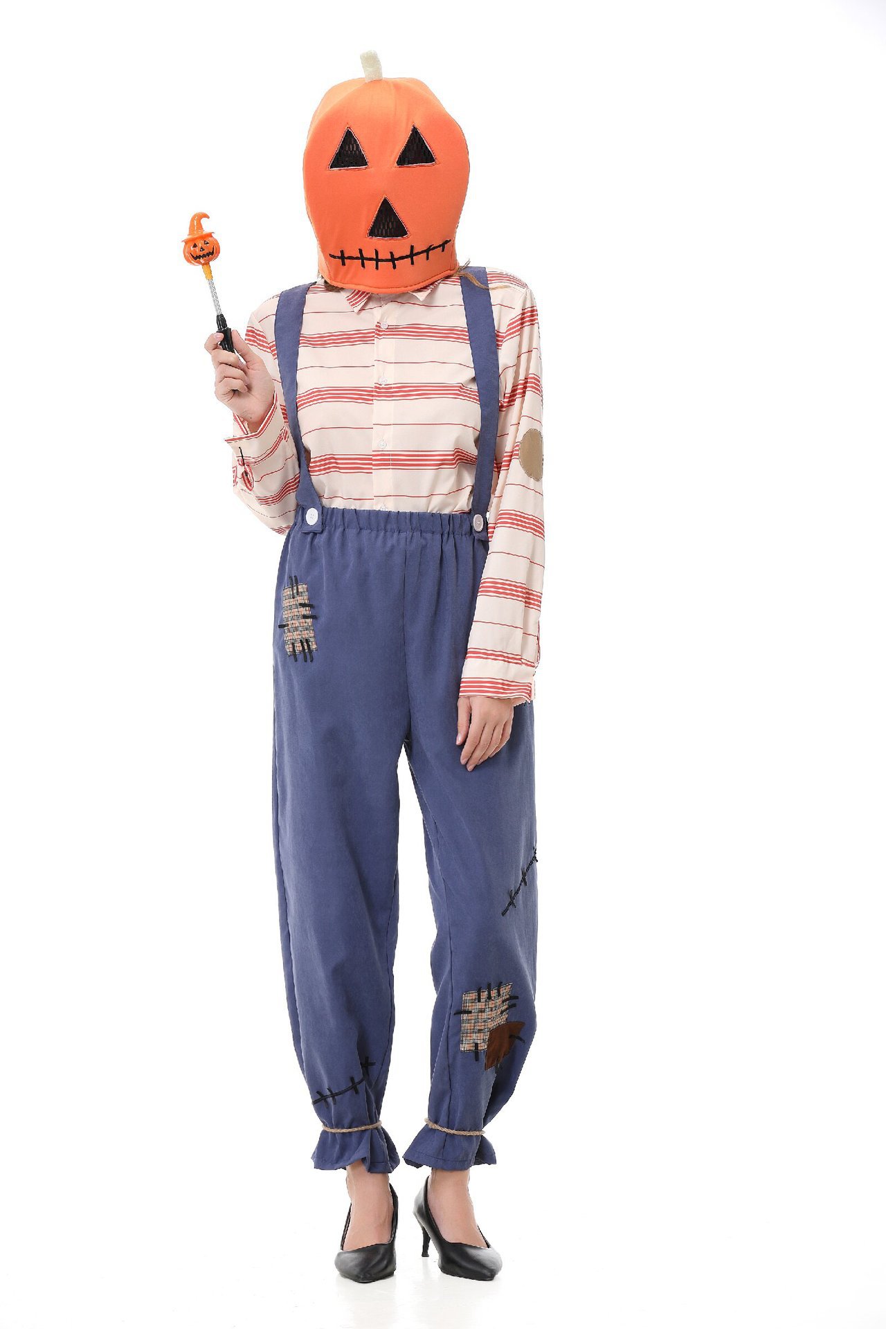 Pumpkin Zombie Scarecrow Overalls Costume for Kids and Adults detail image 10