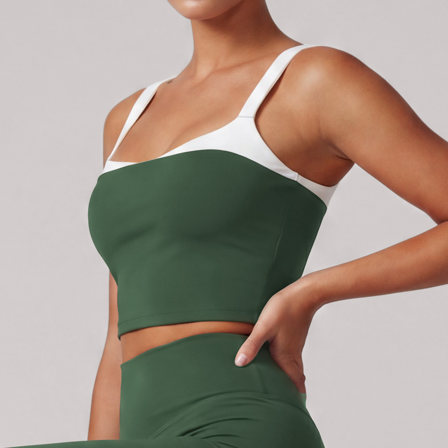 Spring Summer New Color-Blocking Sports Tank Top for Women, High-Intensity Shockproof Running Fitness Yoga Top with Built-in Bra Pad