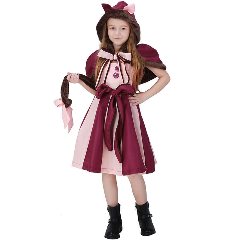 Wonderland Theme Park Purple Children's Cosplay Costume for Girls - Smiling Cat Party Dress-Up