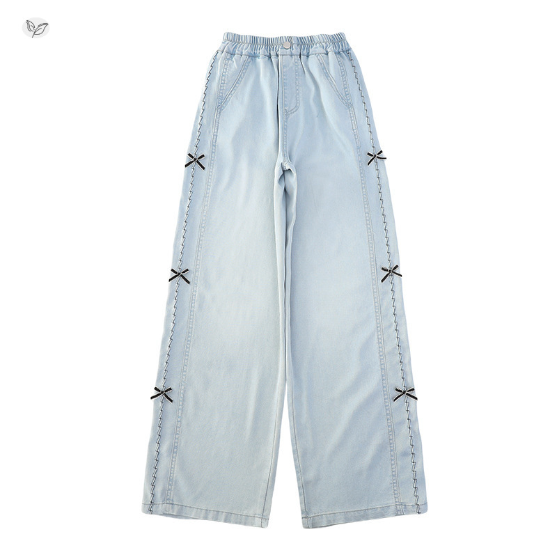 Girls' Butterfly Knot Tencel Wide-Leg Pants