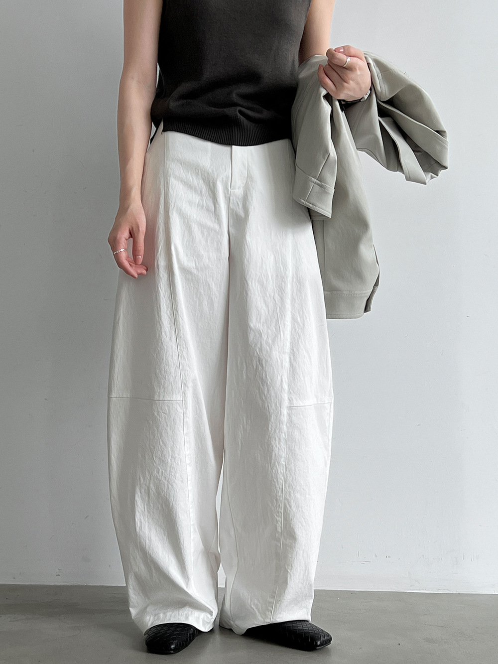 Curved-Seam Wide-Leg Trousers