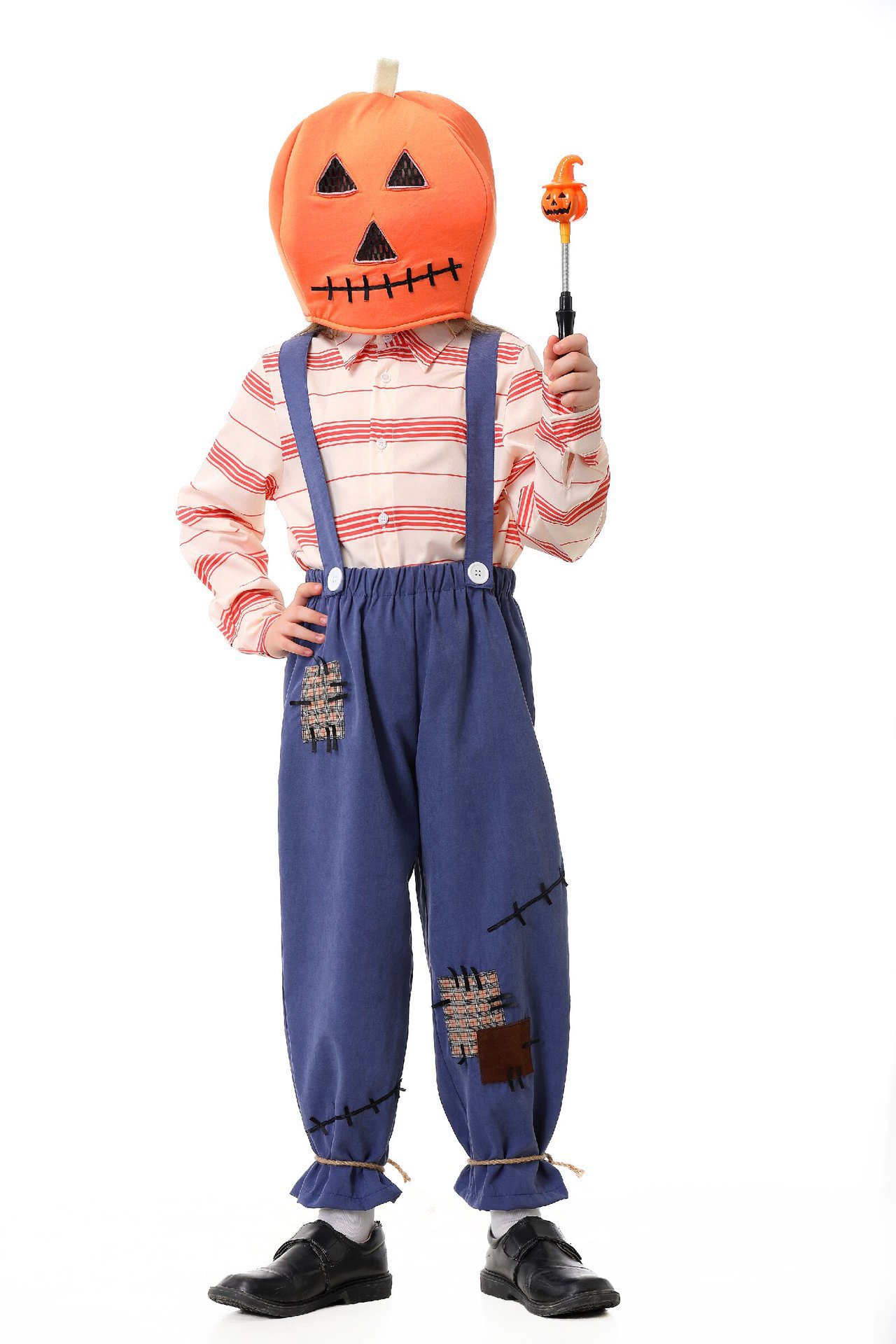 Pumpkin Zombie Scarecrow Overalls Costume for Kids and Adults detail image 26