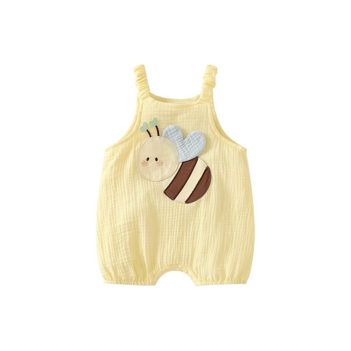 Baby Thin Sleeveless Romper, Cartoon Print, Cute Baby Onesie
