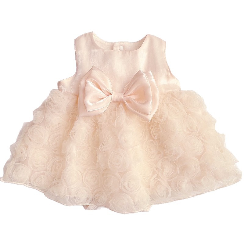 Kids Rose Dress Birthday Children's Formal Dress Princess First Birthday
