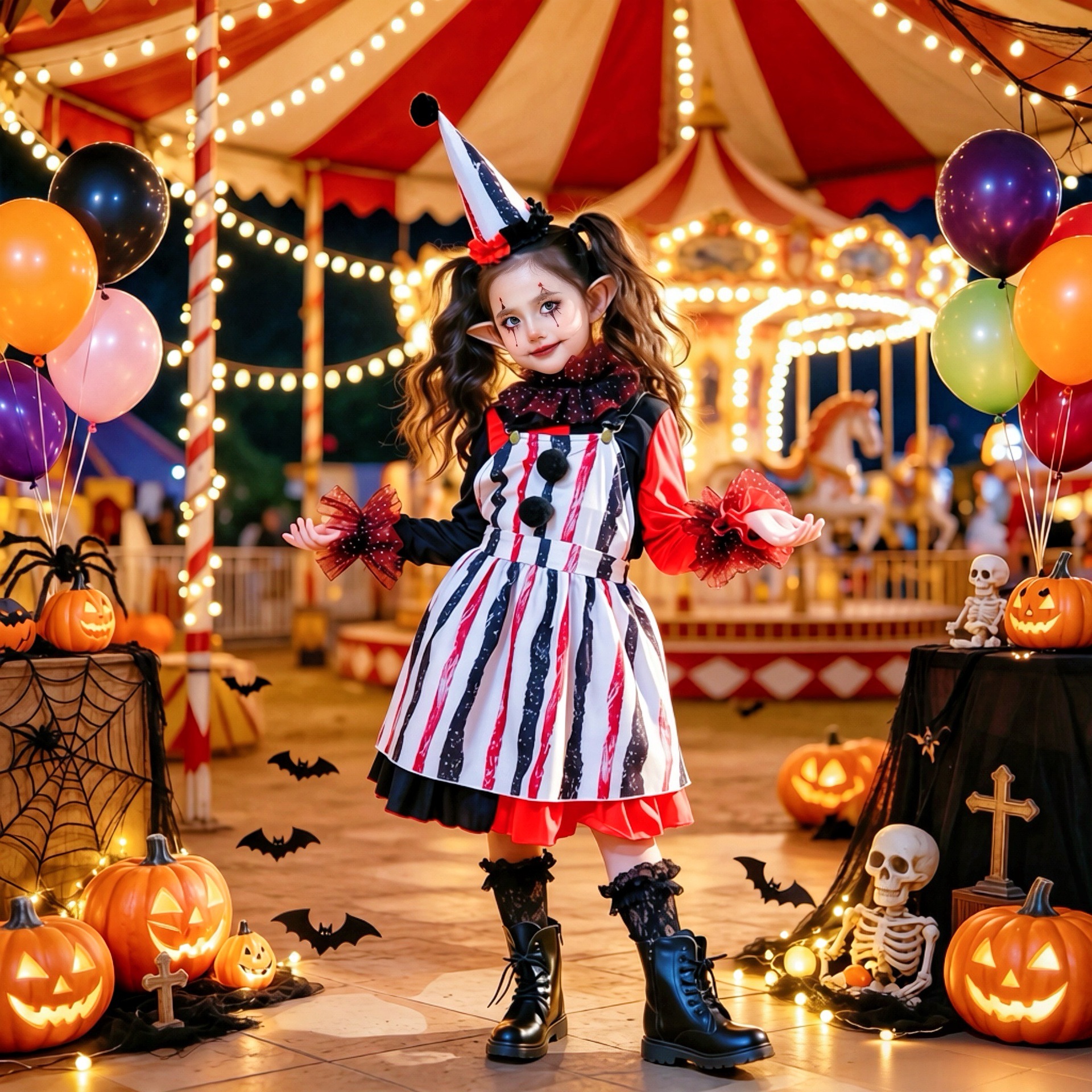 Halloween Children's Clown Costume Cosplay Vintage Party Outfit Stage Children's Drama Performance