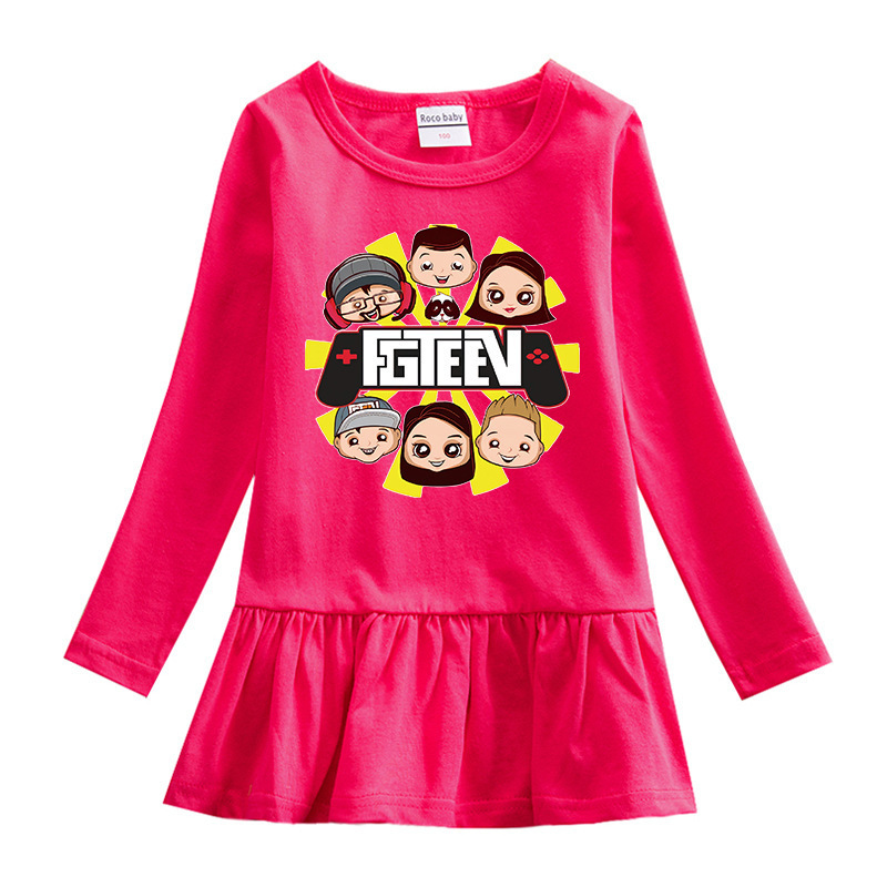 FGTeeV children's clothing girls' round neck pure cotton dress