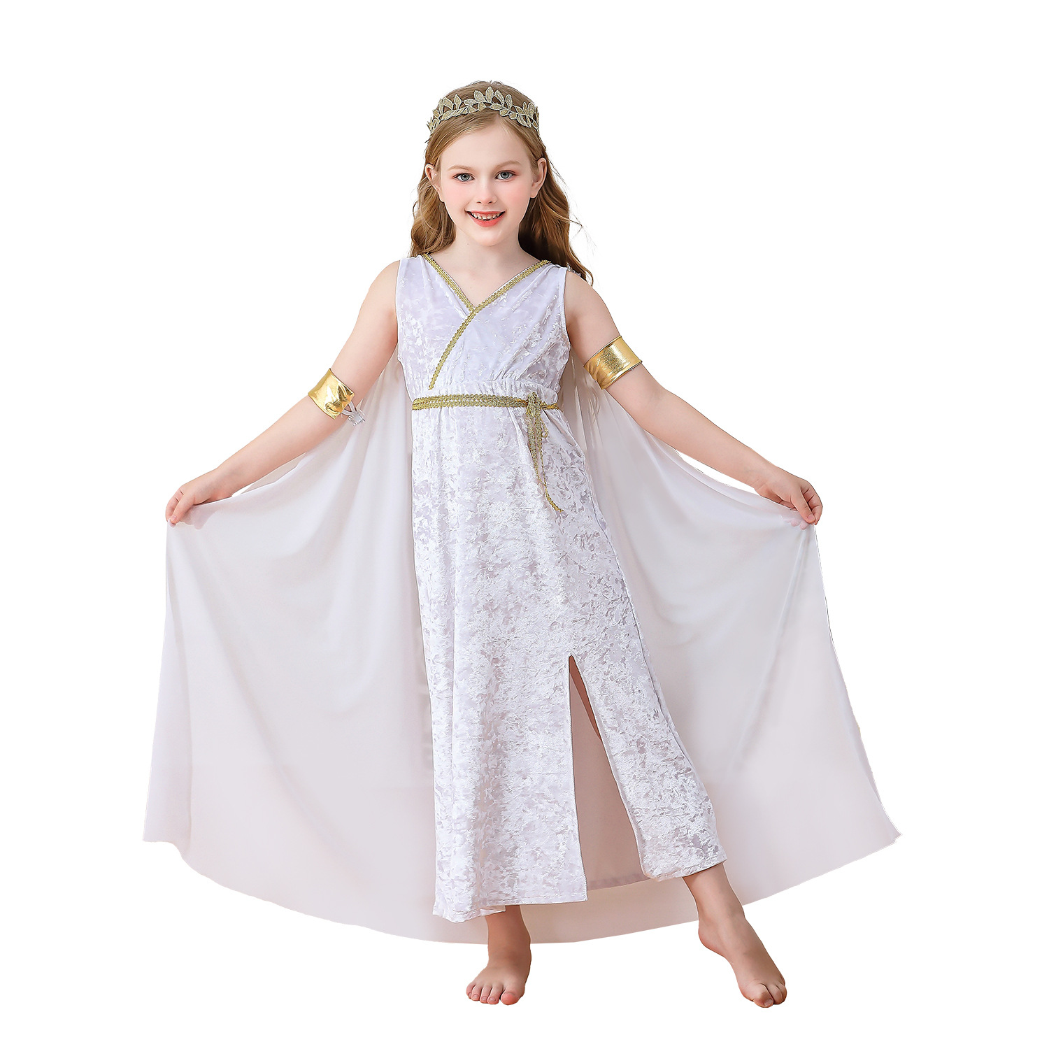 Halloween Children's Costume Greek Mythology Athena Ancient Roman Girl Toga Gown Dress Performance